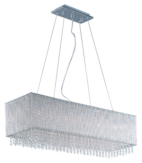 ET2 E23146-10PC Spiral 35 Inch Wide Polished Chrome Finish Crystal Kitchen Island Light Fixture