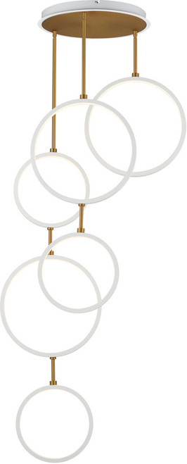 ET2 E24325-WTGLD Hoopla Contemporary White/Gold LED Multi Pendant Lamp