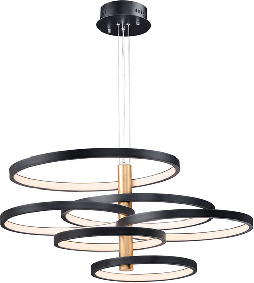 ET2 E24327-BKGLD Hoopla Contemporary Black / Gold LED Ceiling Light Pendant
