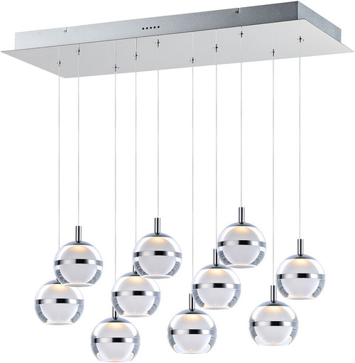 ET2 E24599-93PC Swank Modern Polished Chrome LED Multi Pendant Lamp