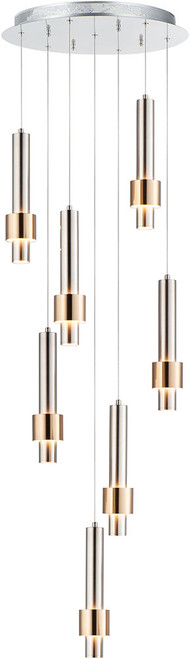 ET2 E24757-SNSBR Reveal Contemporary Satin Nickel / Satin Brass LED Pendant Light Fixture