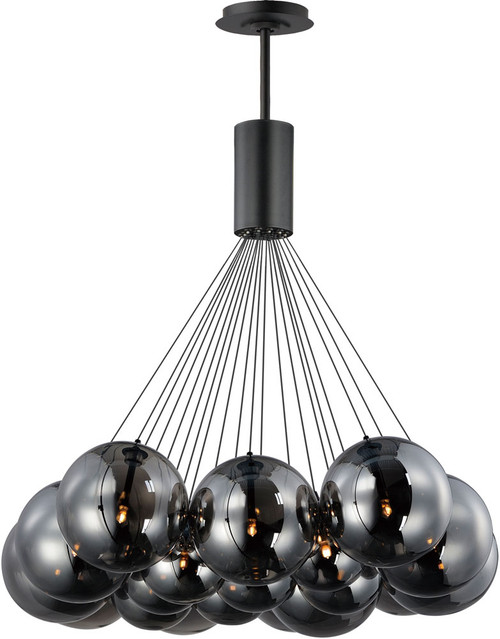 ET2 E25088-142BK Burst Contemporary Black LED Multi Drop Ceiling Light Fixture