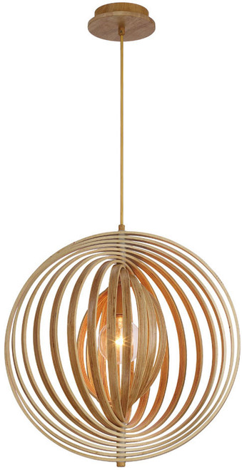Eurofase 31873-017 Abruzzo Modern Natural Wood 19" Hanging Lamp