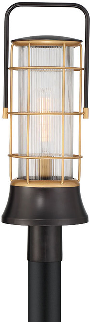 Eurofase 44265-014 Rivamar Nautical Oil Rubbed Bronze / Gold Cylinder Exterior Post Light Fixture