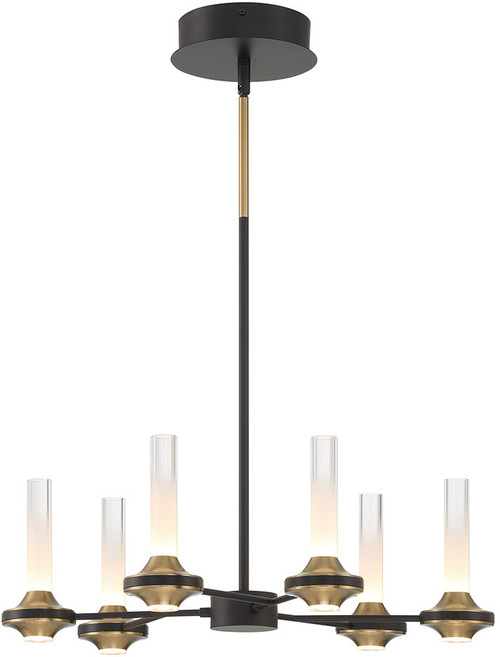 Eurofase 45712-012 Torcia Contemporary Black and Brass LED Lighting Chandelier