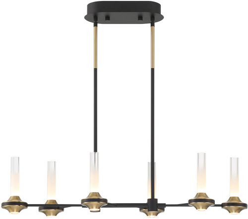 Eurofase 45713-019 Torcia Contemporary Black and Brass LED Island Light Fixture