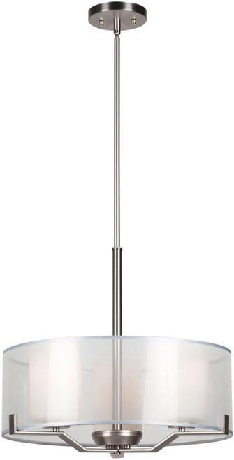 Forte 2731-03-55 Shaw Modern Brushed Nickel Drum Drop Ceiling Lighting