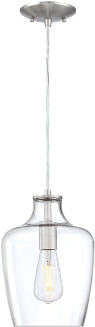 Forte Lighting 2779-01-55 Milo Brushed Nickel 8" Mini Drop Ceiling Light Fixture