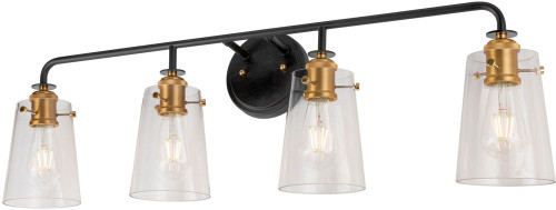 Forte 5118-04-62 Ronna Black and Soft Gold 4-Light Bathroom Light Fixture