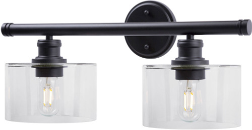 Forte 5748-02-04 Zane Modern Black 2-Light Bathroom Sconce