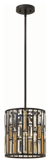 Fredrick Ramond FR33737VBZ Gemma Modern Vintage Bronze Finish 11.75" Tall Mini Drum Hanging Pendant Light