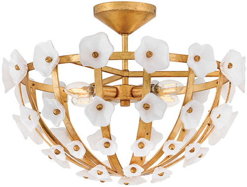 Fredrick Ramond FR41633DA Azalea Modern Distressed Brass LED Flush Mount Light Fixture