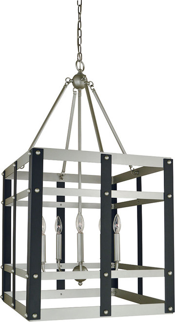 Framburg 5347-SP-MBLACK Metro Artisan Modern Satin Pewter/Matte Black 20" Foyer Light Fixture