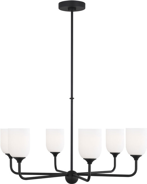 Generation Lighting GLC1096MBK Emile Contemporary Midnight Black Hanging Chandelier