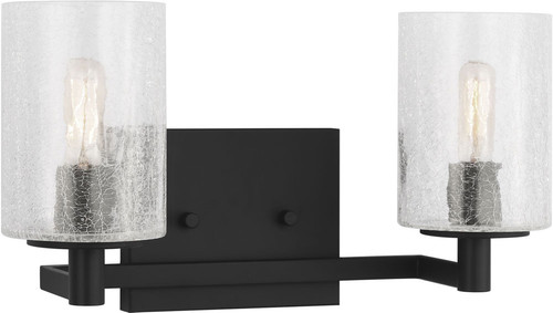 Generation Lighting GLV1032MBK Parker Contemporary Midnight Black 2-Light Bath Sconce