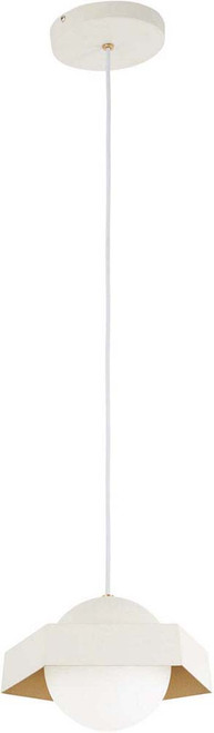 George Kovacs P1390-044G-L Five-O Modern Textured White with Gold Leaf LED Mini Hanging Lamp