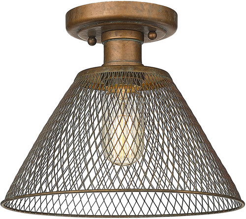 Golden Lighting 0304-SF CP Carver Modern Copper Patina Ceiling Light