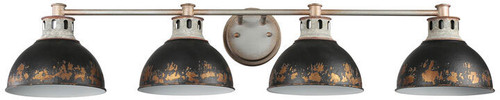 Golden Lighting 0865-BA4 AGV-ABI Kinsley Vintage Aged Galvanized Steel 4-Light Bathroom Sconce