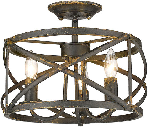 Golden Lighting 0890-SF ABI Alcott Vintage Antique Black Iron Overhead Lighting