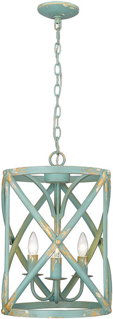 Golden Lighting 0890-3P TEAL Alcott Traditional Teal Pendant Lighting Fixture