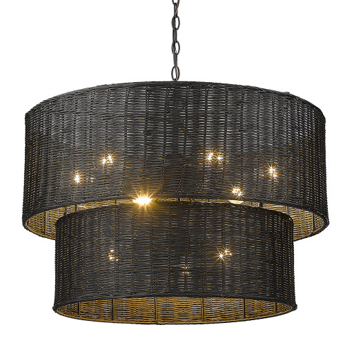 Golden Lighting 1084-9 BLK-BW Erma Contemporary Matte Black 28" Drop Ceiling Lighting