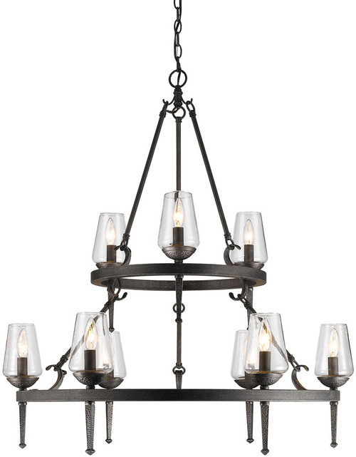 Golden Lighting 1208-9-DNI Marcellis Dark Natural Iron Lighting Chandelier