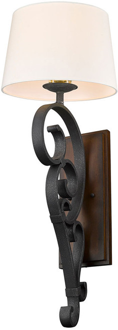 Golden Lighting 1821-WT1 BI-RO Madera Traditional Black Iron Wall Light Sconce