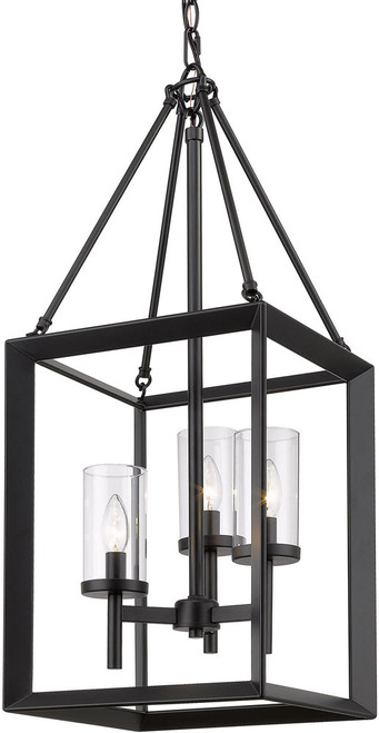 Golden Lighting 2073-3P BLK-CLR Smyth Modern Matte Black Foyer Lighting