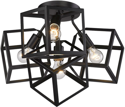 Golden Lighting 2086-4SF BLK Cassio Modern Matte Black Overhead Light Fixture