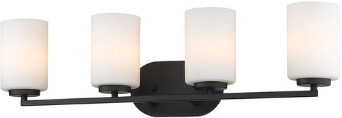 Golden Lighting 2243-BA4 BLK-OP Manhattan Contemporary Matte Black 4-Light Bathroom Vanity Light