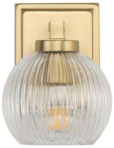 Golden Lighting 3094-BA1 BCB-RIB Elliott Contemporary Brushed Champagne Bronze Wall Sconce Lighting