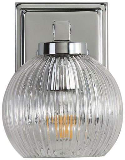 Golden Lighting 3094-BA1 CH-RIB Elliott Modern Chrome Lamp Sconce