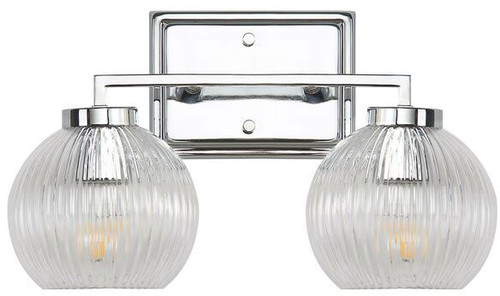 Golden Lighting 3094-BA2 CH-RIB Elliott Modern Chrome 2-Light Bath Lighting Fixture