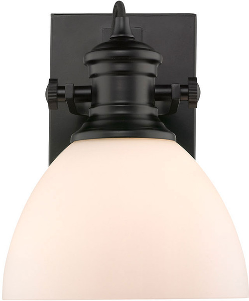 Golden Lighting 3118-BA1 BLK-OP Hines Matte Black Wall Light Fixture