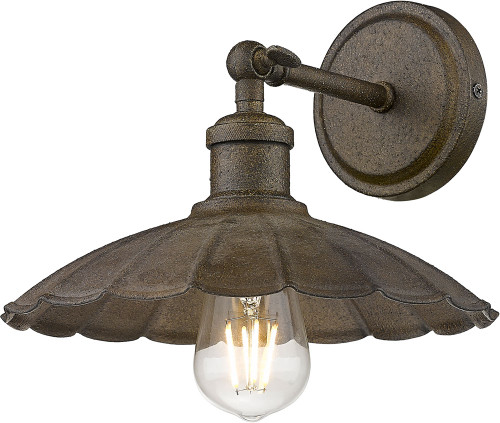 Golden Lighting 3124-1W DR Clemence Vintage Dark Rust Wall Sconce Light
