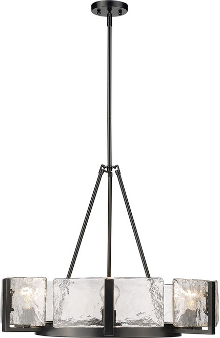 Golden Lighting 3164-6 BLK-HWG Aenon Modern Matte Black Ceiling Light Pendant