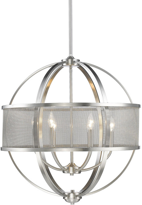 Golden Lighting 3167-6-PW-PW Colson PW Modern Pewter Chandelier Lighting (with shade)