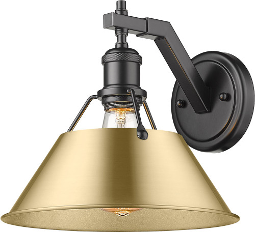Golden Lighting 3306-1W BLK-BCB Orwell Matte Black / Brushed Champagne Bronze Light Sconce