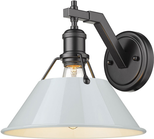 Golden Lighting 3306-1W BLK-DB Orwell Matte Black / Dusky Blue Wall Lighting