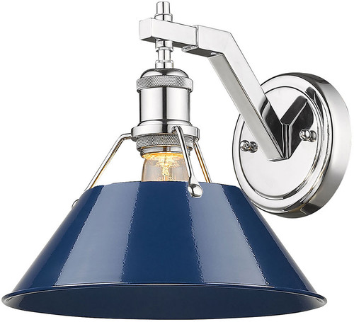 Golden Lighting 3306-1W-CH-NVY Orwell Contemporary Chrome Wall Light Sconce