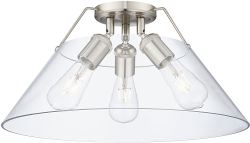 Golden Lighting 3306-3FM PW-CLR Orwell Pewter / Clear Glass Ceiling Lighting Fixture