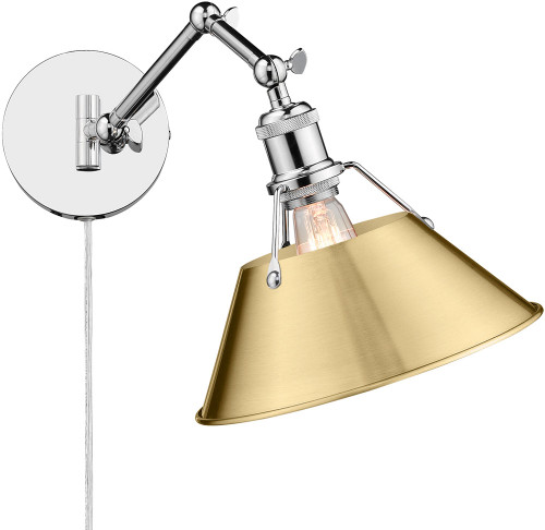 Golden Lighting 3306-A1W CH-BCB Orwell Chrome / Brushed Champagne Bronze Wall Swing Arm Lamp