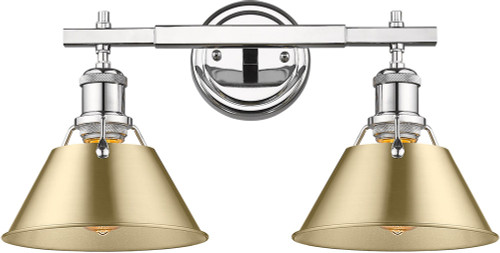 Golden Lighting 3306-BA2 CH-BCB Orwell Chrome / Brushed Champagne Bronze 2-Light Bath Wall Sconce