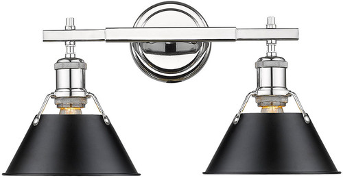 Golden Lighting 3306-BA2-CH-BLK Orwell Modern Chrome 2-Light Vanity Lighting