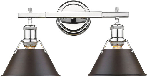 Golden Lighting 3306-BA2 CH-RBZ Orwell Rubbed Bronze 2-Light Bathroom Lighting Fixture