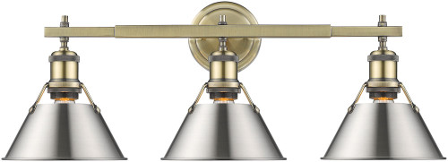 Golden Lighting 3306-BA3 AB-PW Orwell Pewter 3-Light Bathroom Vanity Light