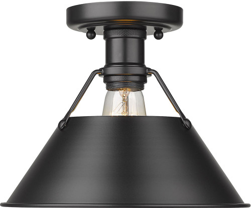 Golden Lighting 3306-FM-BLK-BLK Orwell Matte Black Ceiling Light Fixture