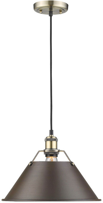 Golden Lighting 3306-L AB-RBZ Orwell Rubbed Bronze Pendant Light Fixture