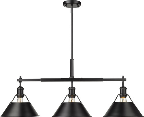 Golden Lighting 3306-LP-BLK-BLK Orwell Matte Black Kitchen Island Light Fixture