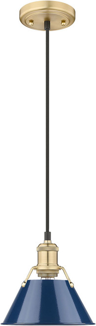Golden Lighting 3306-S BCB-NVY Orwell Brushed Champagne Bronze / Matte Navy 7.5" Mini Ceiling Pendant Light